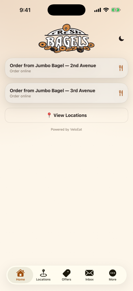 Jumbo Bagel custom branded restaurant app