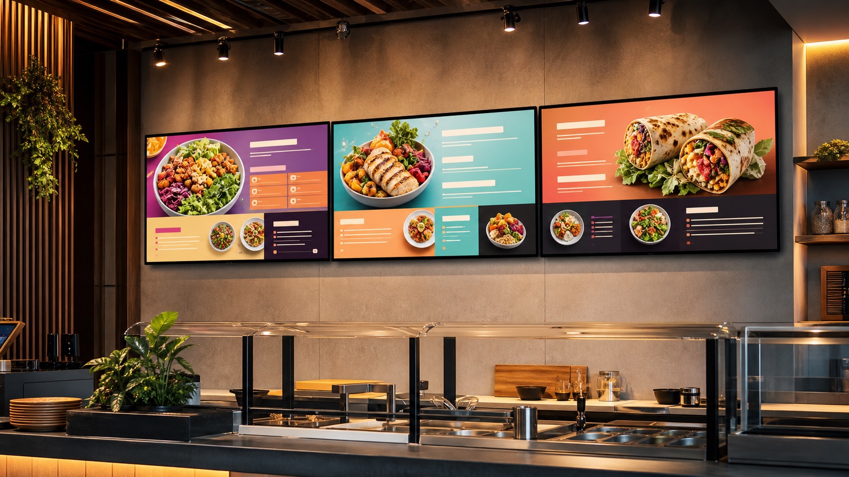 Digital menu boards controlled by Velo Display